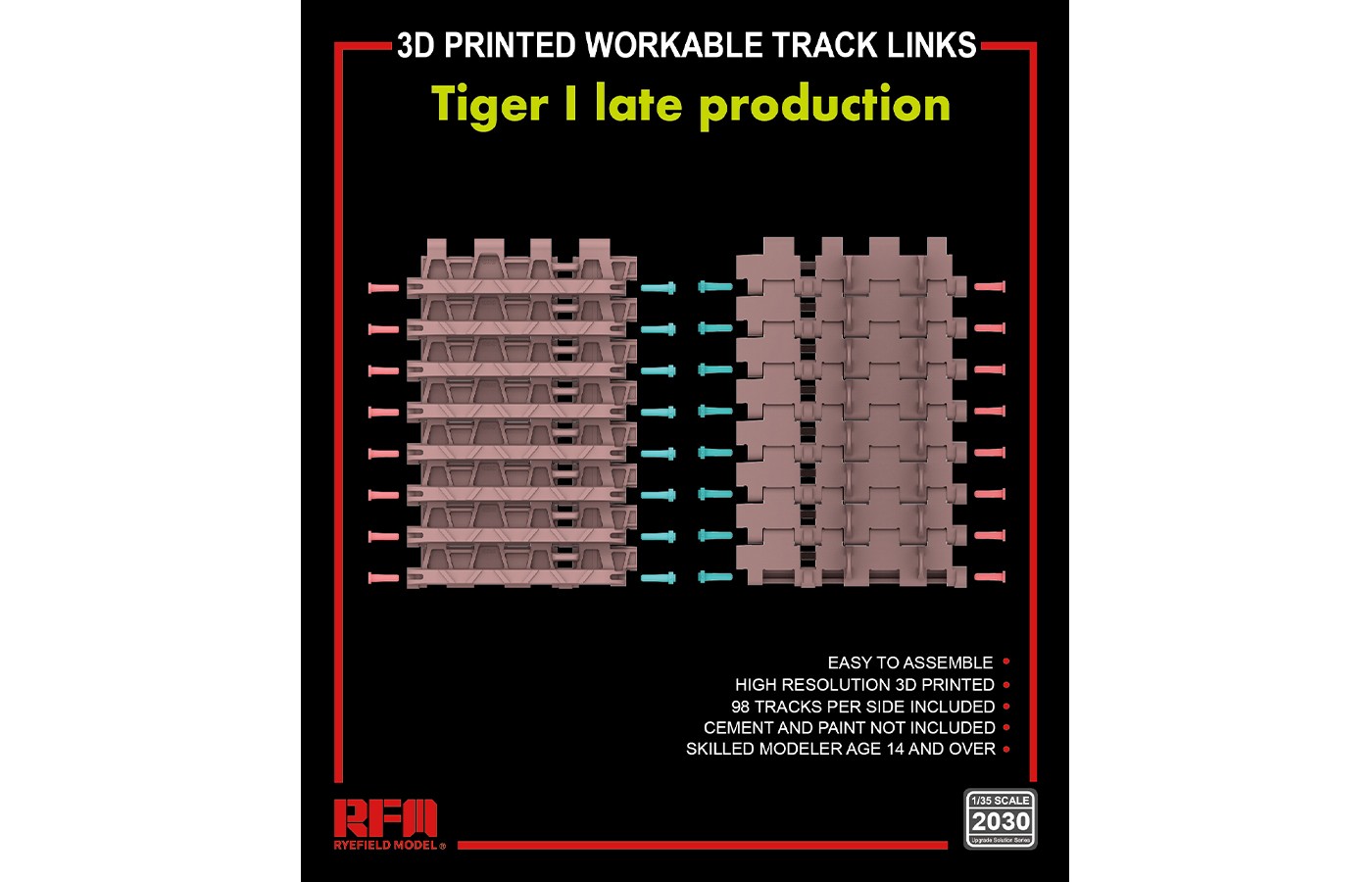 RM-2030 TIGER I LATE PRODUTION 3D PRINTED WORKABLE TRACK