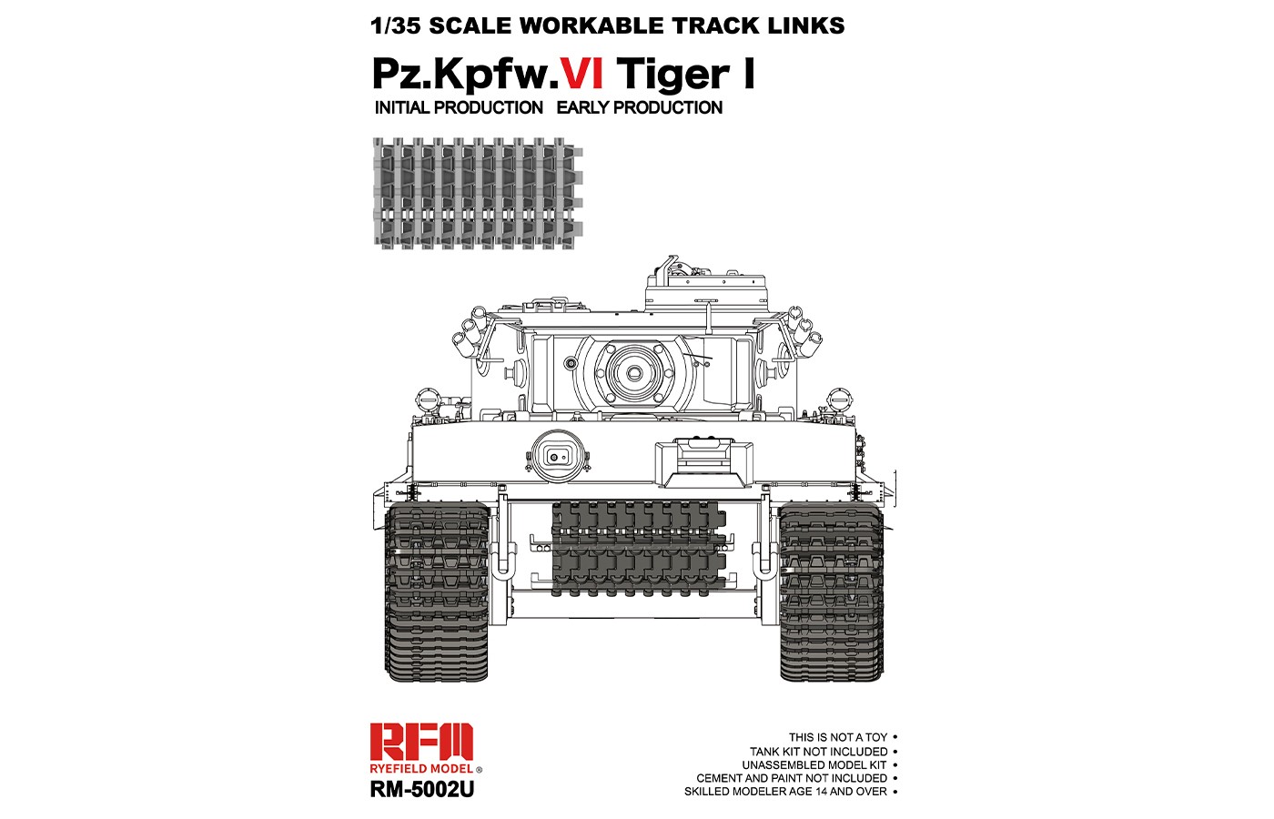 RyeField Model RFM RM5002 1/35 Workable track for Tiger I early production Tank 